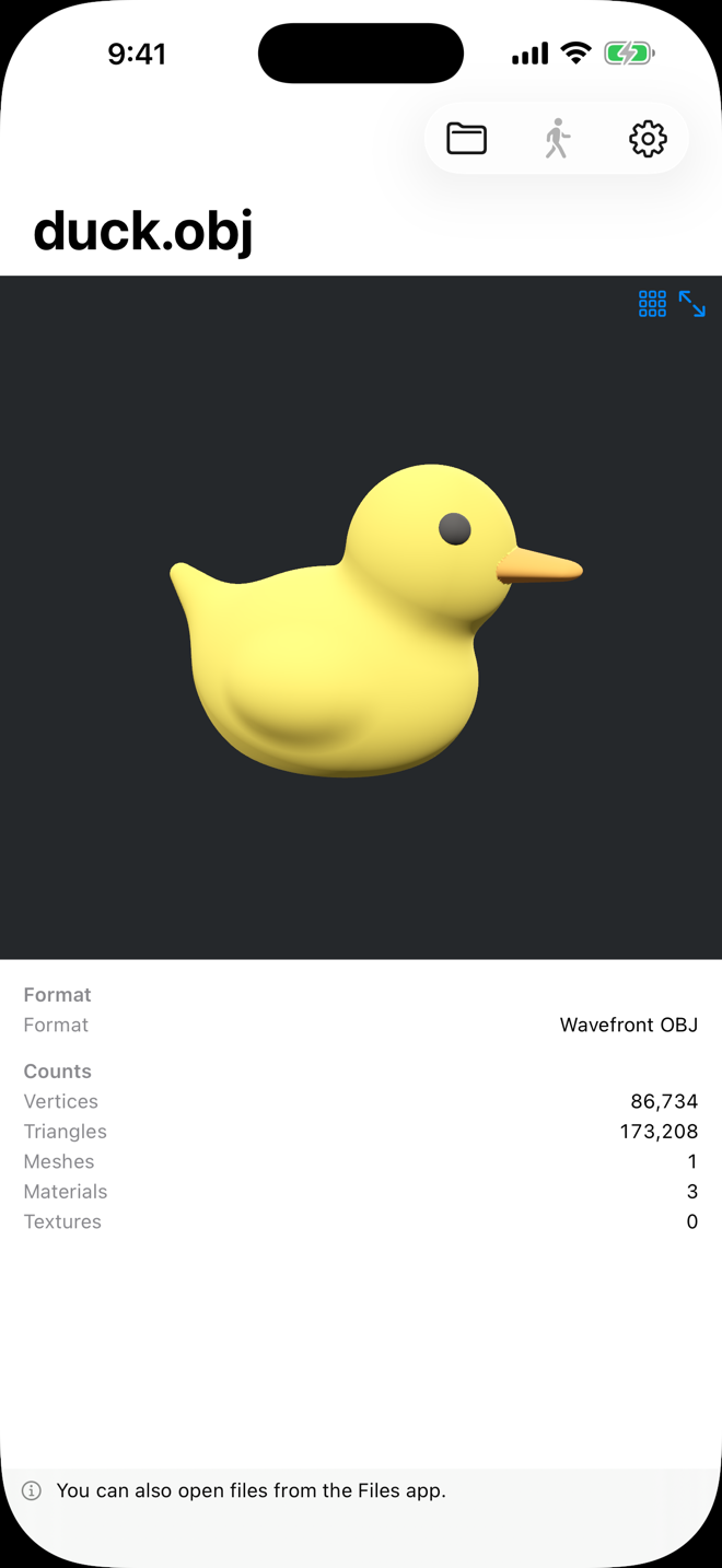 A 3D model of a duck on iPhone