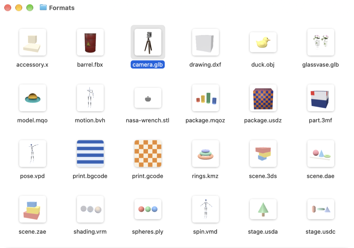 3D model files in a Finder window